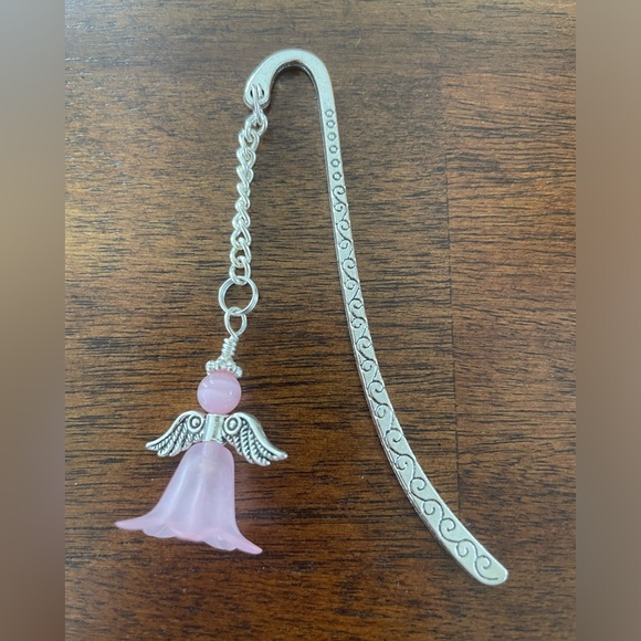 Handmade Pink Angel Fairy Bookmark with Silver Tone Hook - ideal Gift - Picture 1 of 7